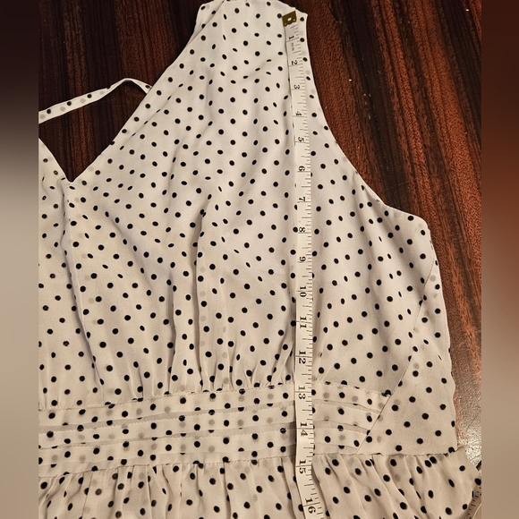 Lane Bryant White Polka Dot Dress  Knee Length Sleeveless V Neck Empire Waist 20 - Picture 8 of 15
